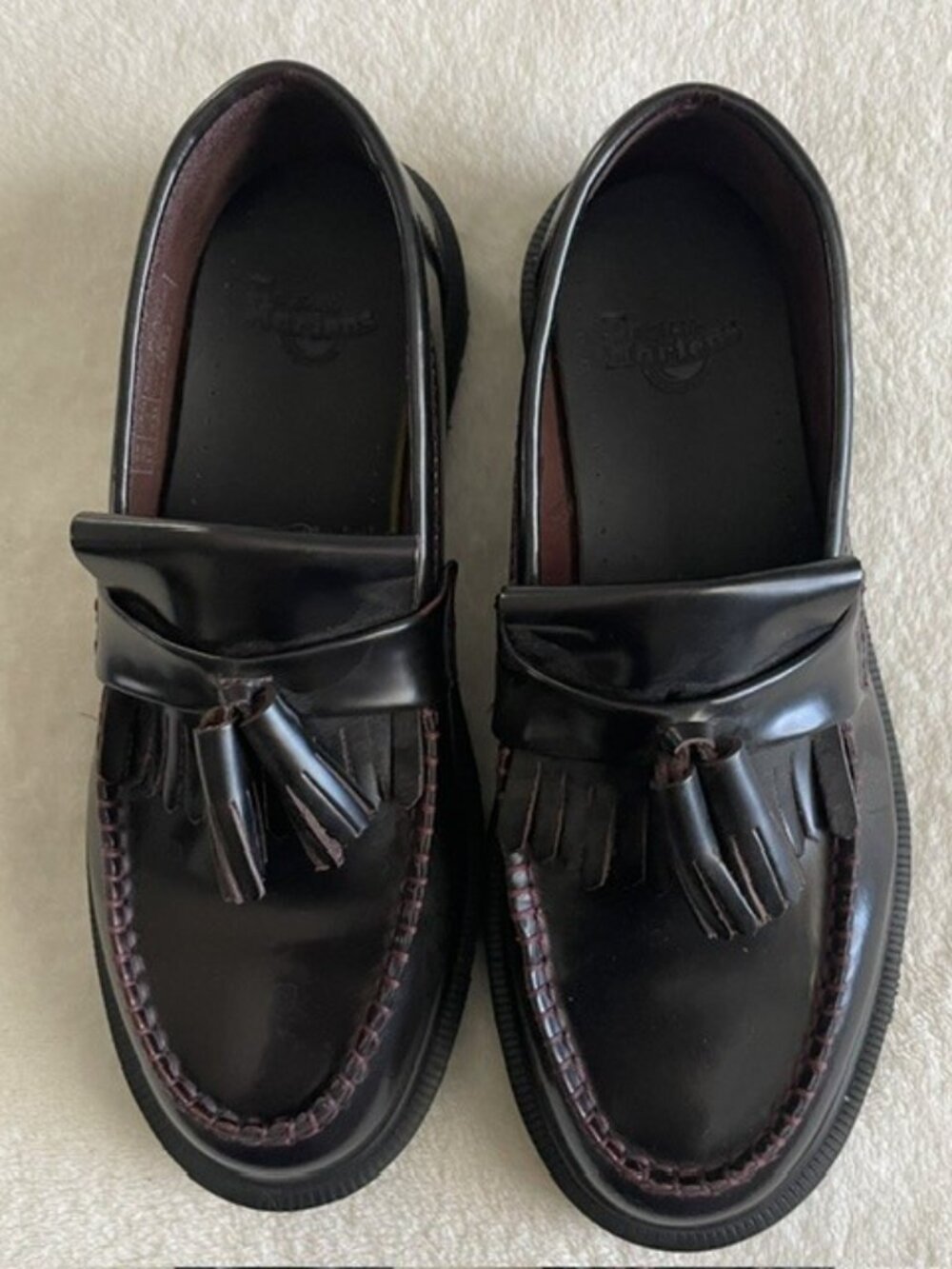 Dr. Martens Adrian Tassel Loafers Black Smooth Leather Shoes Women's 7 Men's 6